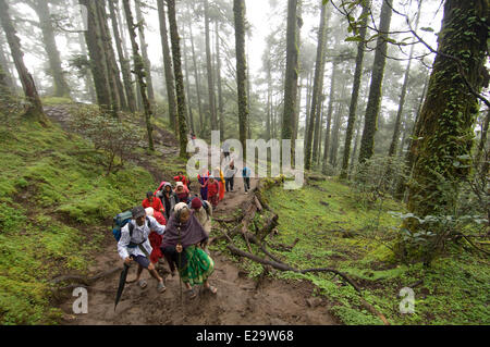 Le Népal, Zone Bagmati, Langtang Lirung de montagnes, la vallée de la Trisuli syncrétique, pèlerinage de Gosainkund, mélange Chamanism, Banque D'Images
