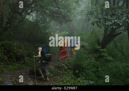 Le Népal, Zone Bagmati, Langtang Lirung de montagnes, la vallée de la Trisuli syncrétique, pèlerinage de Gosainkund, mélange Chamanism, Banque D'Images