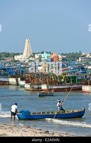 L'Inde, l'Etat du Tamil Nadu, Rameswaram est une des villes saintes de l'Inde et un important lieu de pèlerinage pour les Shaivites et Banque D'Images