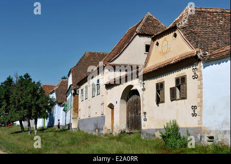 La Roumanie, la Transylvanie, Viscri, partie de villages avec églises fortifiées de Transylvanie, inscrite au Patrimoine Mondial de l'UNESCO Banque D'Images