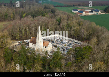 France, Calvados, Bretteville sur Laize, église de Quilly (vue aérienne)