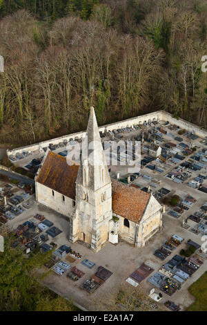 France, Calvados, Bretteville sur Laize, église de Quilly (vue aérienne)