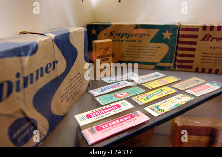 Belgique, Wallonie, Ruy, Musée Décembre 1944 - Bataille des Ardennes, paquets de chewing-gum américain Banque D'Images