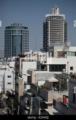 Israël, Tel Aviv, zone classée au Patrimoine Mondial de l'UNESCO, street district Biyalik avec des bâtiments de style Bauhaus des années 1920 Banque D'Images