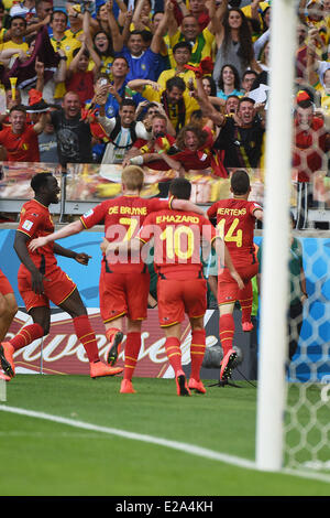 Belo Horizonte, Brésil. 17 Juin, 2014. Célébration de l'objectif de Dries Mertens (14), Belgique, sur l'Algérie au cours de match valide pour le groupe H de la Coupe du monde, au stade Mineirao de Belo Horizonte, Brésil, le 17 juin 2014. La Belgique a remporté 2 à 1. Dpa : Crédit photo alliance/Alamy Live News Banque D'Images