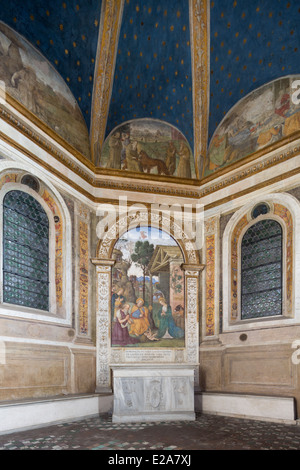 L'Adoration de l'enfant avec saint Jérôme, la Chapelle Della Rovere , Basilique de Santa Maria del Popolo, Rome, Italie Banque D'Images