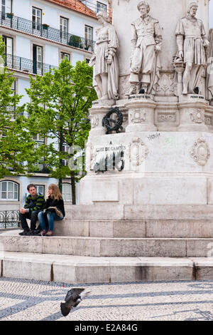 Portugal, Lisbonne, Praça Luis de Camoes dans le quartier de Chiado Banque D'Images