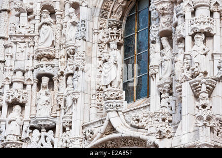 Portugal, Lisbonne, quartier de Belem, le monastère des Hiéronymites (Mosteiro dos Jeronimos), classée au Patrimoine Mondial de l'UNESCO Banque D'Images