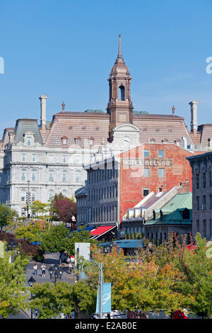 Canada, Québec, Montréal, Vieux Montréal, la Place Jacques Cartier, l'hôtel de ville Banque D'Images