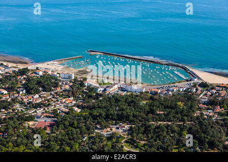 France, Vendée, Jard sur Mer, le port de plaisance (vue aérienne) Banque D'Images