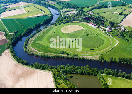 France, Vienne, La Roche Pozay, l'hippodrome, près de la Creuse (vue aérienne) Banque D'Images