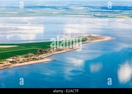 En France, en Vendée, L'Aiguillon sur Mer, la pointe de l'Aiguillon (vue aérienne) Banque D'Images