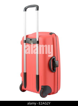 Samsonite valise chariot roulant rouge isolé sur fond blanc Banque D'Images