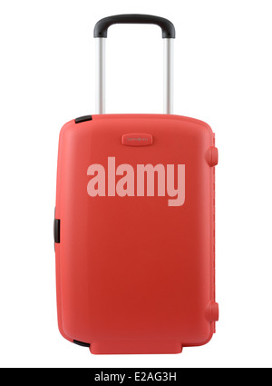 Samsonite valise chariot roulant rouge isolé sur fond blanc Banque D'Images