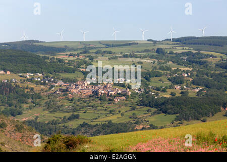 La France, l'Aveyron, au-dessus de l'Pegayrol vent Castelnau, Entre Causse et vallée du Tarn Levezou Banque D'Images