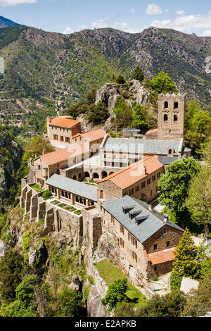 France, Pyrénées Orientales, Casteil, Saint Martin du Canigou abbaye Banque D'Images