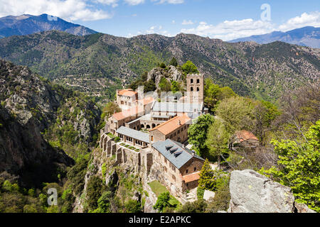 France, Pyrénées Orientales, Casteil, Saint Martin du Canigou abbaye Banque D'Images