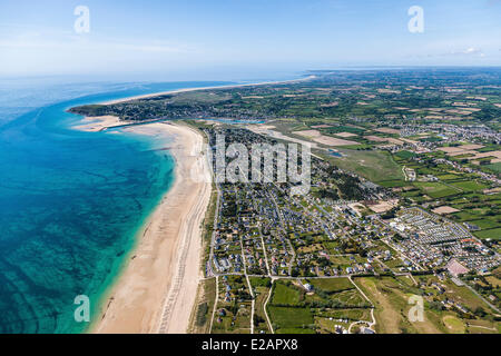 France, Manche, Cotentin, Barneville Carteret, Barneville Plage (vue aérienne) Banque D'Images