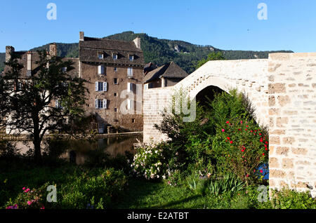 La France, la Lozère, Mende, le pont médiéval de Notre Dame du 12ème siècle, la Vallée du Lot Banque D'Images