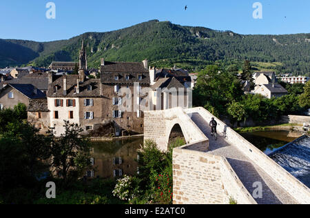 La France, la Lozère, Mende, le pont médiéval de Notre Dame du 12ème siècle, la Vallée du Lot Banque D'Images