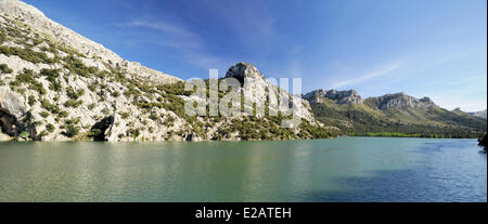 L'Espagne, Îles Baléares, Mallorca, Gorg Blau, lac et barrage Banque D'Images