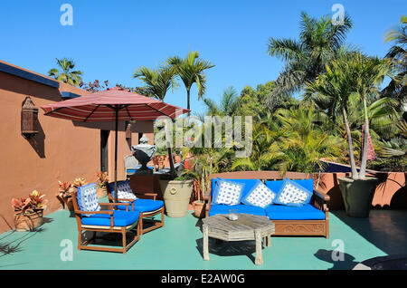 Le Mexique, l'État de Baja California Sur, Todos Santos, Hotel California, La Terrasse Banque D'Images