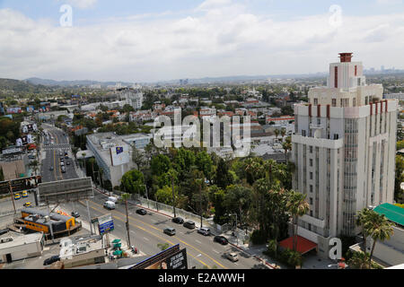 United States, California, Los Angeles, Hollywood, Sunset Boulevard, gauche Sunset Boulevard Tower Hotel, époque Art Déco Banque D'Images