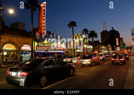 United States, California, Los Angeles, Hollywood Boulevard la nuit Banque D'Images