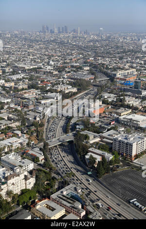 United States, California, Los Angeles, le Hollywood freeway 101 (vue aérienne) Banque D'Images