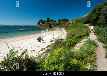 La France, Finistère, Ile de Batz, South Beach sur l'île Banque D'Images