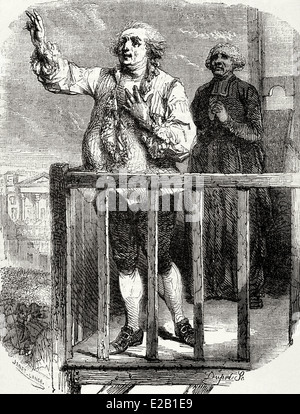 Révolution française. Exécution du roi Louis XVI (1754-1793) le 21 janvier 1793. La gravure. Banque D'Images