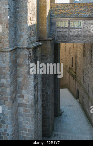 France, Manche, Baie du Mont Saint Michel, classé au Patrimoine Mondial par l'UNESCO, le Mont Saint Michel, la Merveille, à l'intérieur d'entrée Banque D'Images