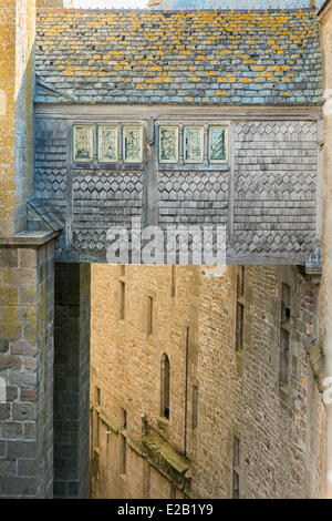 France, Manche, Baie du Mont Saint Michel, classé au Patrimoine Mondial par l'UNESCO, le Mont Saint Michel, la Merveille, à l'intérieur d'entrée Banque D'Images