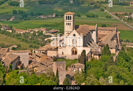 L'Italie, l'Ombrie, assise, Basilique de St Francis 12ème siècle, classée au Patrimoine Mondial de l'UNESCO Banque D'Images