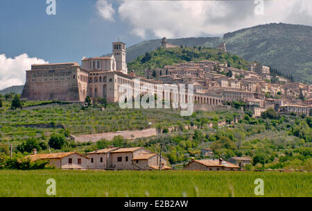 L'Italie, l'Ombrie, assise, Basilique de St Francis 12ème siècle, classée au Patrimoine Mondial de l'UNESCO Banque D'Images