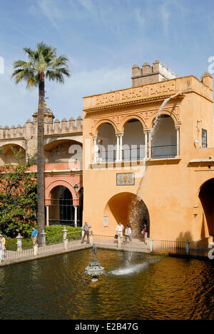 Espagne, Andalousie, Séville, l'Alcazar de Séville, inscrite au Patrimoine Mondial de l'UNESCO, le palais gothique, l'Alcazar gardens Banque D'Images