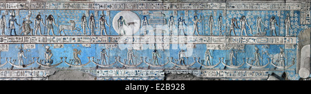 Détails de plafond de Dendera Temple d'Hathor montrant le nouveau plafond nettoyé Banque D'Images