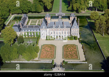 France, Seine et Marne, Parc Naturel Régional du Gatinais, Courances, château (vue aérienne) Banque D'Images