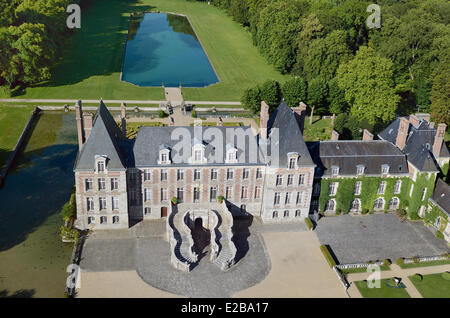 France, Seine et Marne, Parc Naturel Régional du Gatinais, Courances, château (vue aérienne) Banque D'Images