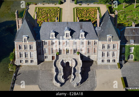 France, Seine et Marne, Parc Naturel Régional du Gatinais, Courances, château (vue aérienne) Banque D'Images