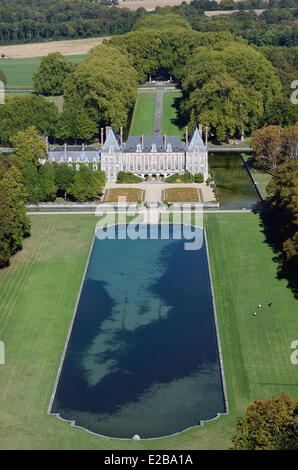 France, Seine et Marne, Parc Naturel Régional du Gatinais, Courances, château (vue aérienne) Banque D'Images