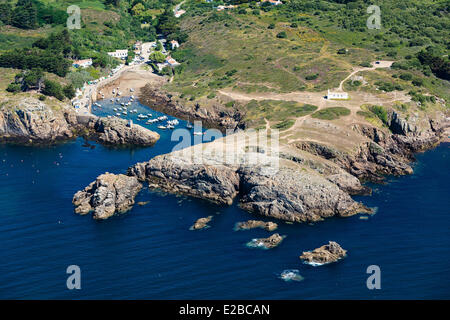 France, Vendée, Ile d'Yeu, Port de la Meule (vue aérienne) Banque D'Images