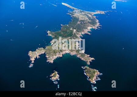 France, Morbihan, Iles du ponant, Ile de Houat (vue aérienne) Banque D'Images