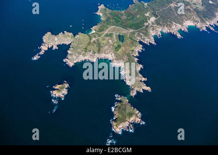 France, Morbihan, Iles du ponant, Ile de Houat (vue aérienne) Banque D'Images