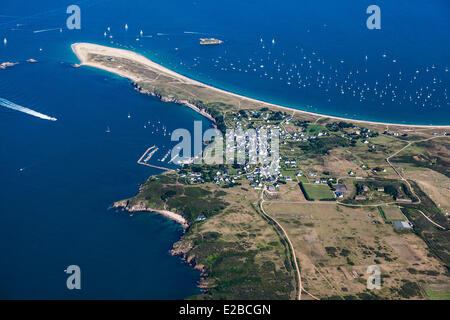 France, Morbihan, Iles du ponant, Ile de Houat (vue aérienne) Banque D'Images