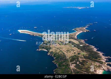 France, Morbihan, Iles du ponant, Ile de Houat (vue aérienne) Banque D'Images