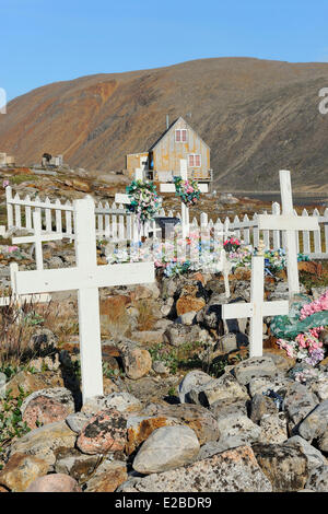 Le Groenland, baie de Baffin, Nuussuaq village, le cimetière Banque D'Images