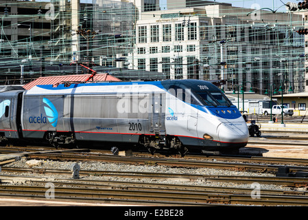 Locomotive Amtrak Acela Express No 2010, Union Station, Washington, DC Banque D'Images