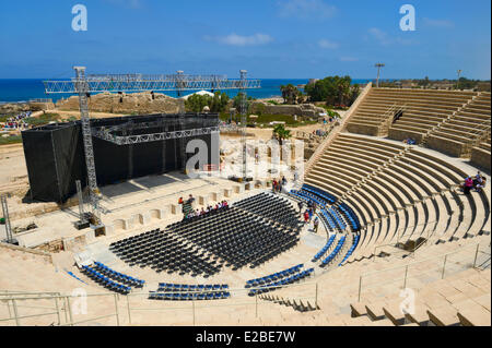 Israël, Haifa, District de Césarée (Césarée Maritima), ruines de Césarée, le théâtre romain d'Hérode le Grand Banque D'Images