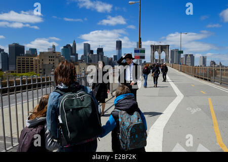 United States, New York, Manhattan, le pont de Brooklyn Banque D'Images